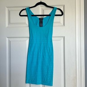 Bebe like new blue mini dress open back size P/S